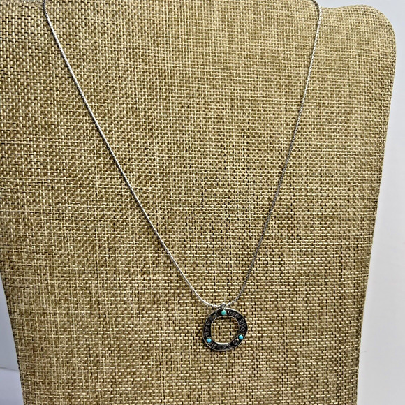 Sterling Silver 925 Bili Peace Love Dream Turquoise Charm With 16" Necklace - Picture 2 of 7